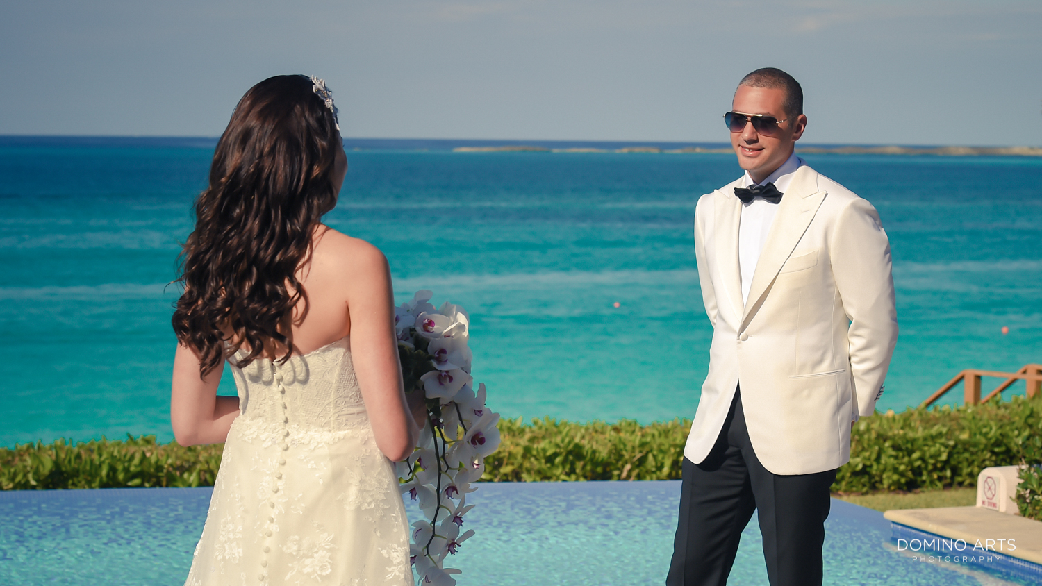 First look of bride and groom pictures at One&Only Ocean Club Bahamas