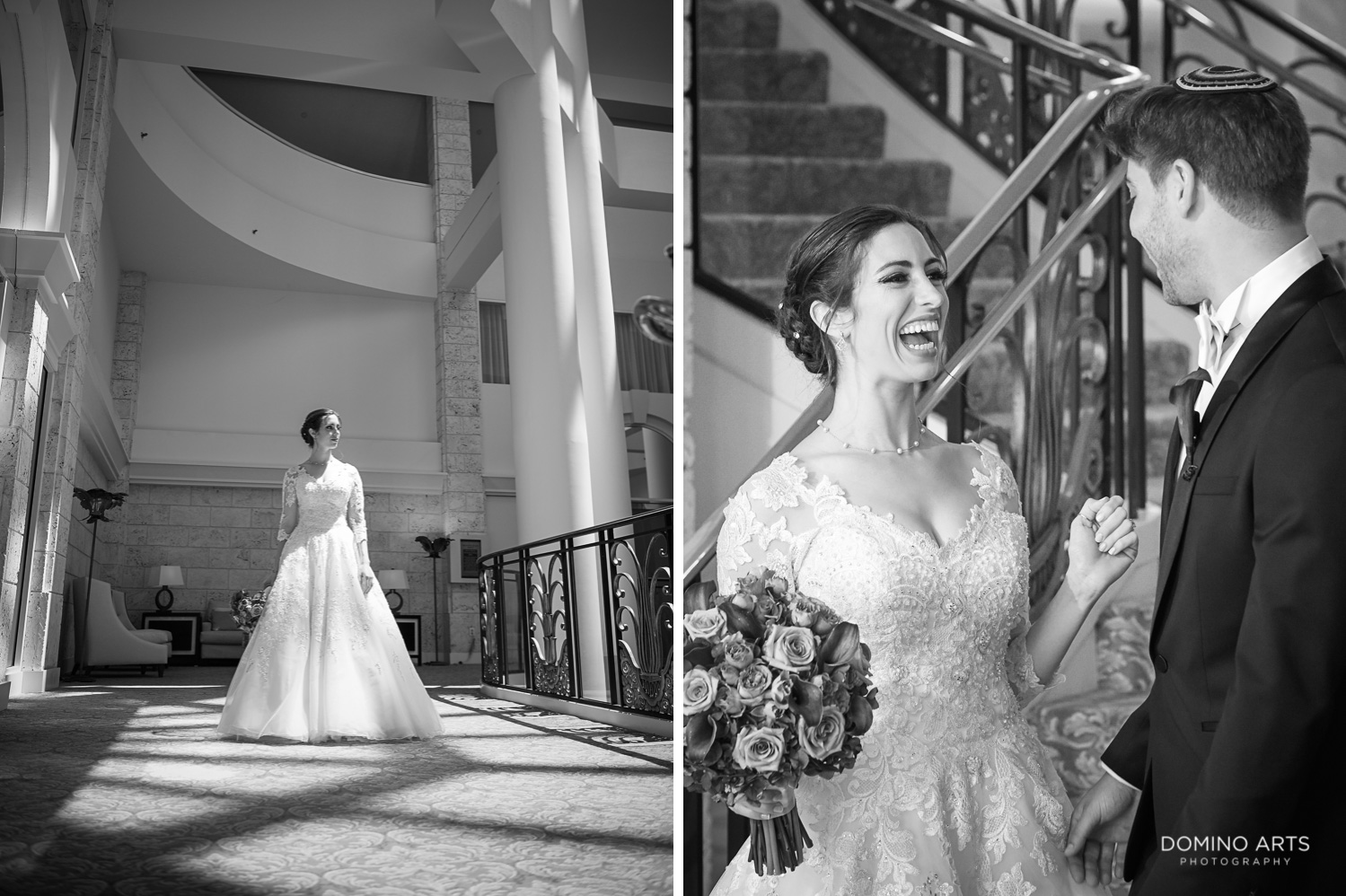 Fun and romantic wedding first look pictures at Trump national Doral in South Florida