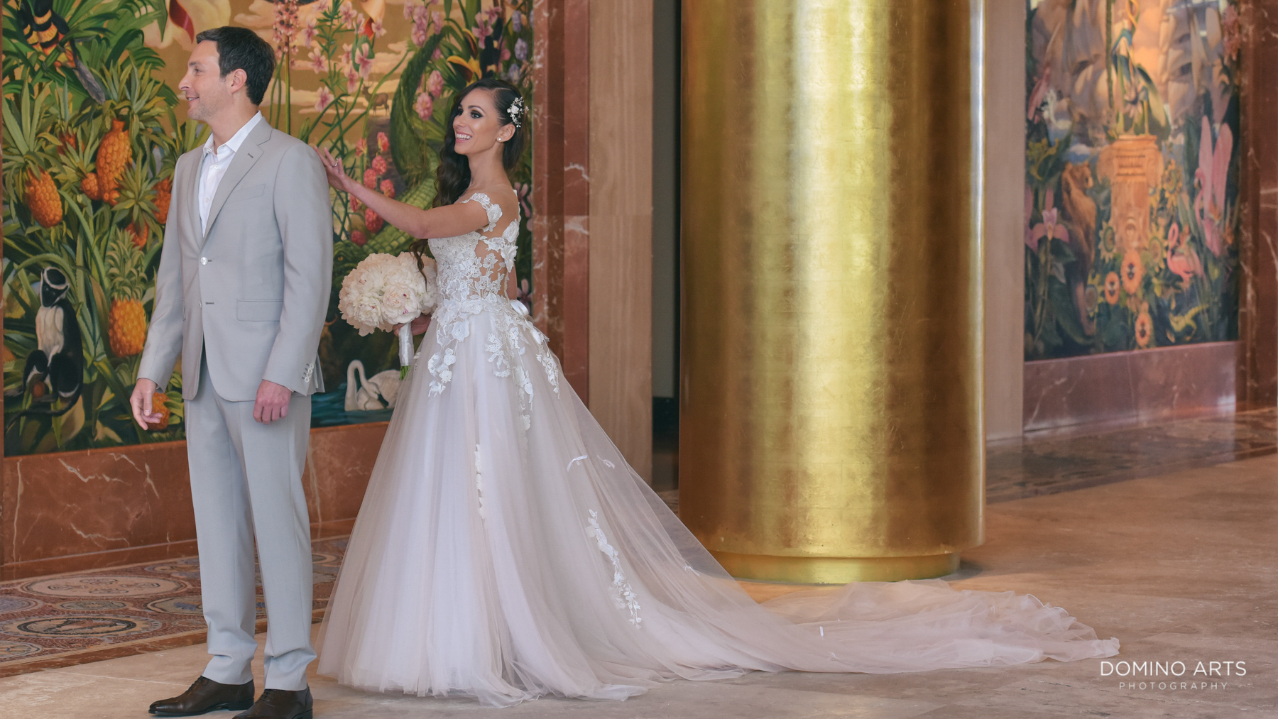First look fun pictures at Luxury Destination Beach Wedding Photography at Faena Hotel