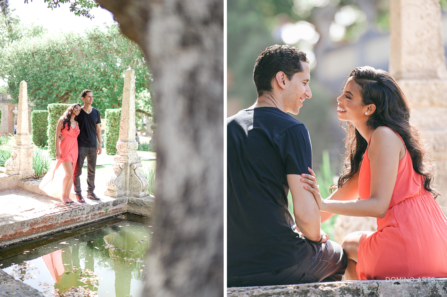 Sexy, fun and romantic engagement pictures at Vizcaya Museum and Gardens, Miami
