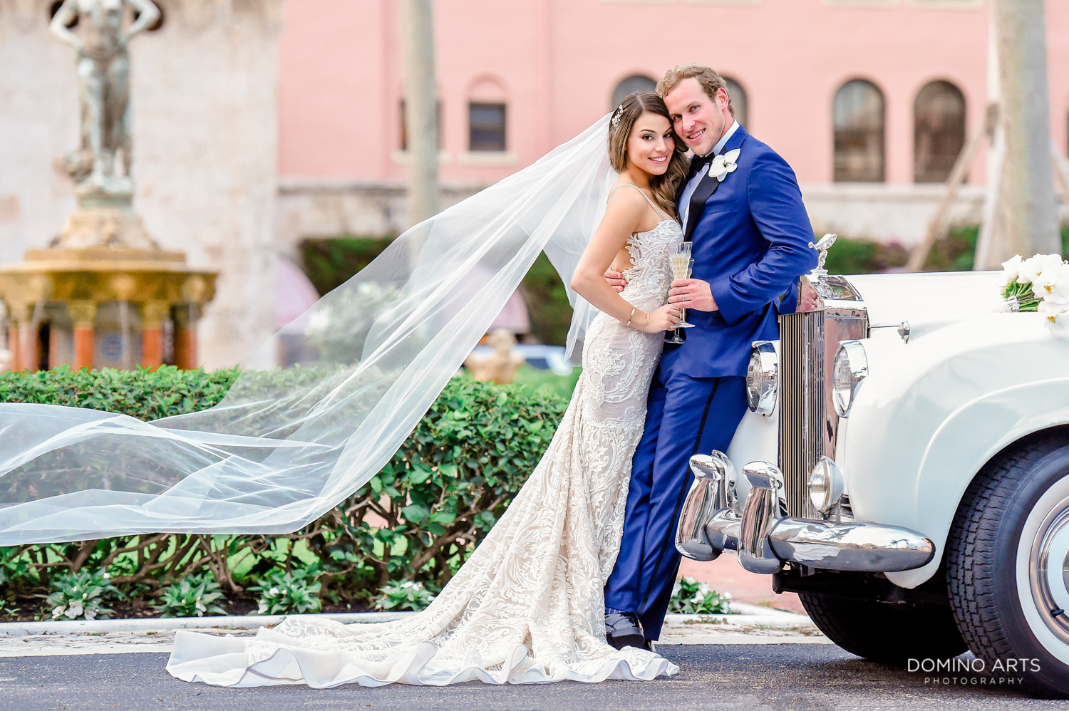 Artistic wedding picture of bride and groom at Boca Raton Resort