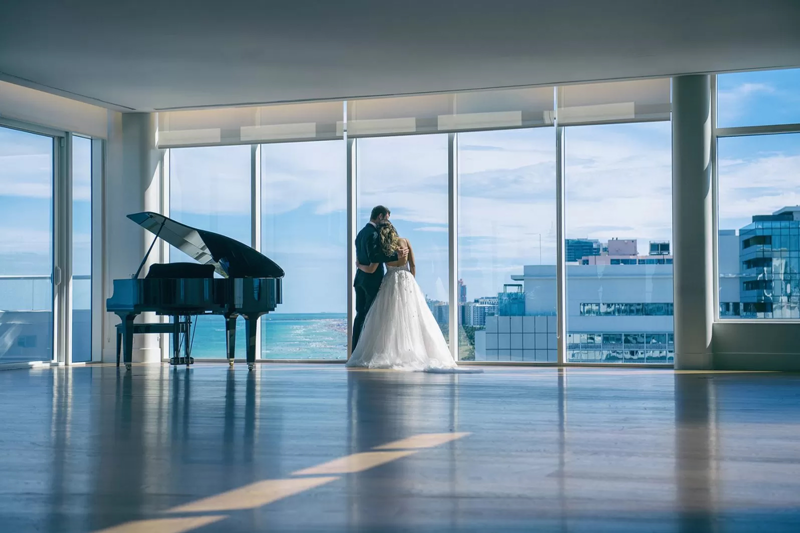 Dramatic Bride and Groom Silhouette at Faena Hotel Miami Beach