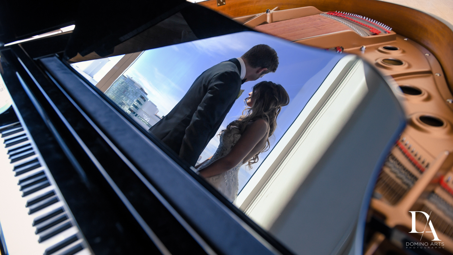 Romantic bride and groom picture at Faena Hotel Miami Beach