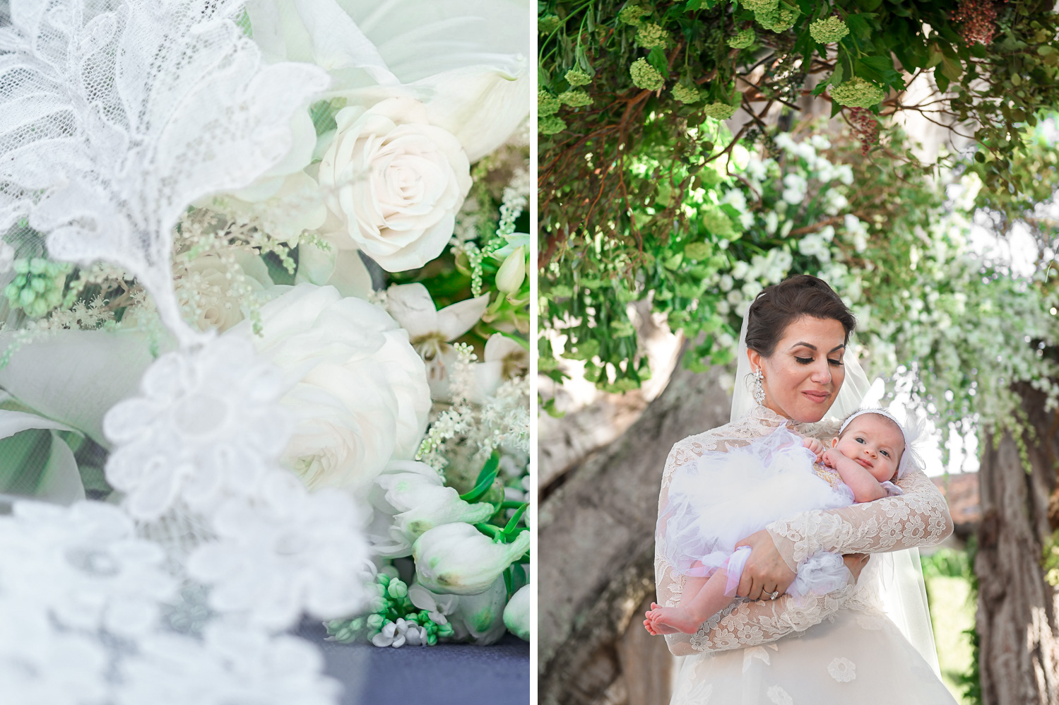 bride and baby at Luxurious Destination Wedding at Fisher Island Miami by Domino Arts Photography