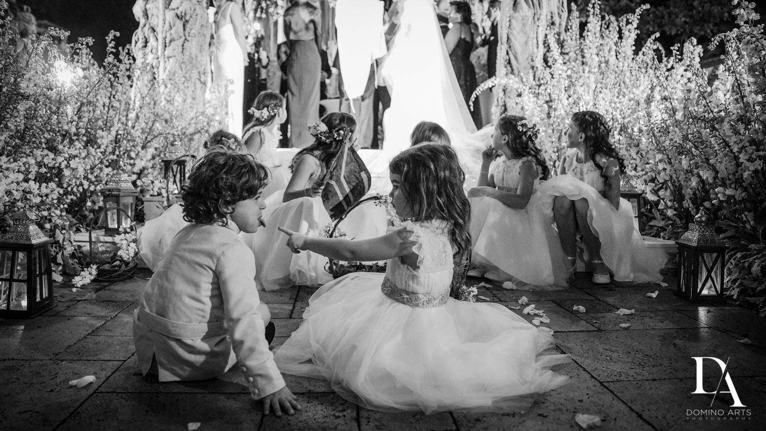 black and white kids at Luxurious Destination Wedding at Fisher Island Miami by Domino Arts Photography