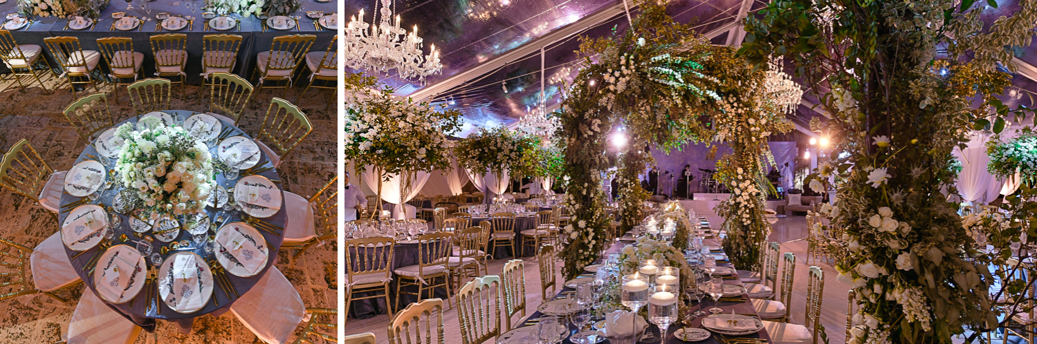 elaborate wedding decor at Luxurious Destination Wedding at Fisher Island Miami by Domino Arts Photography