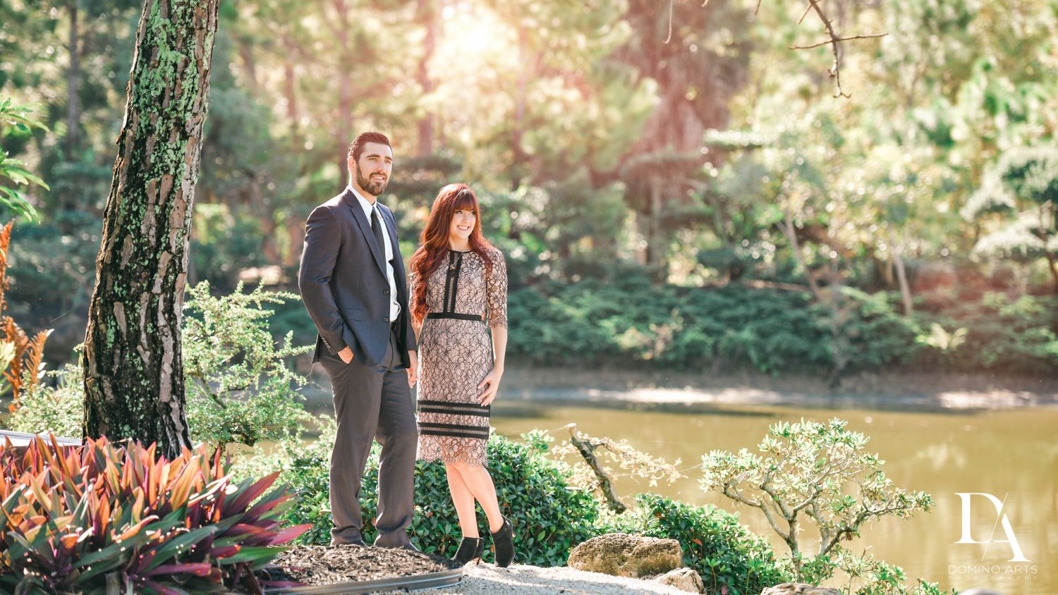 Casual romance at Japanese Garden Engagement at Morikami by Domino Arts Photography 