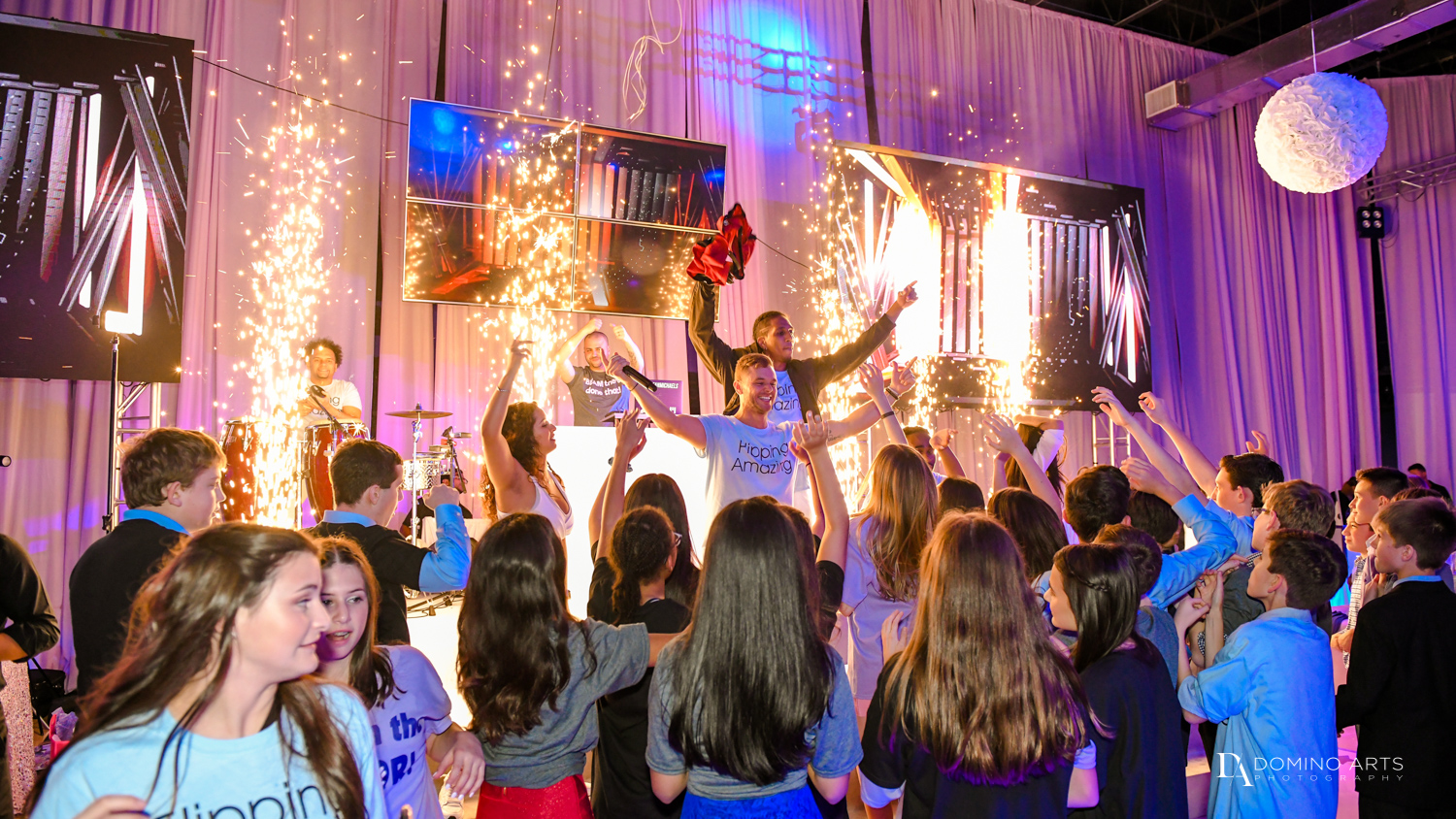 fireworks sparklers at Gymnastics Theme Bat Mitzvah at Xtreme Action Park by Domino Arts