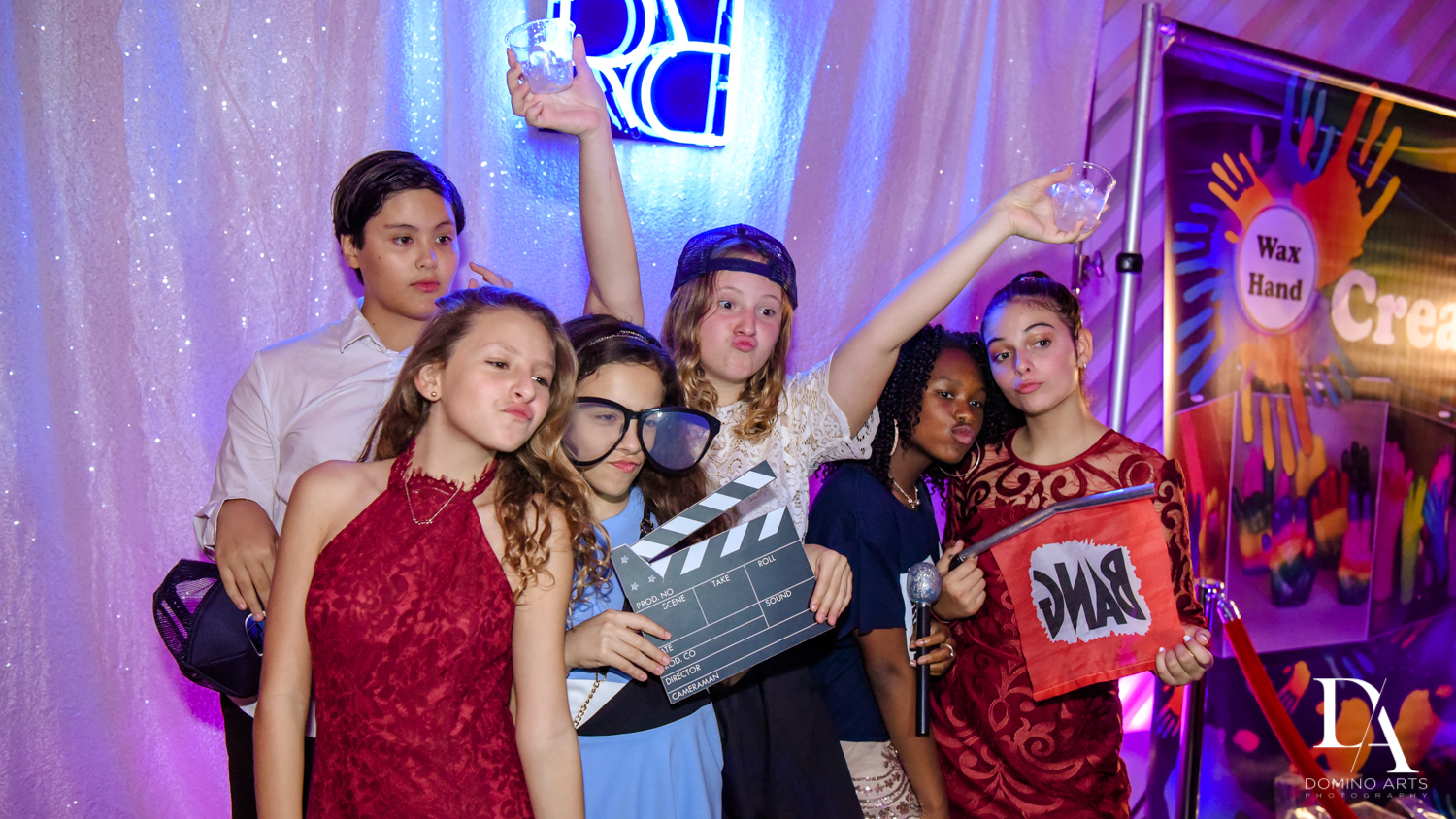 photo booth at Luxurious Broadway Theme Bat Mitzvah at New World Symphony in Miami Beach by Domino Arts Photography