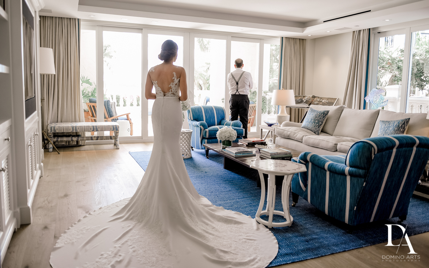 father of the bride at Tropical Garden Wedding at Fisher Island Miami by Domino Arts Photography