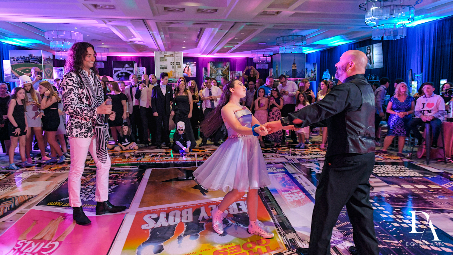 father daughter dance at New York Theme Bat Mitzvah at Woodfield Country Club, Boca Raton by Domino Arts Photography