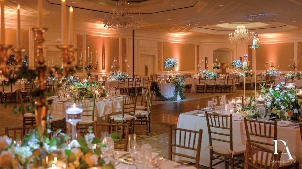 luxury decor at Romantic Ocean Side Wedding at Eau Palm Beach by Domino Arts Photography