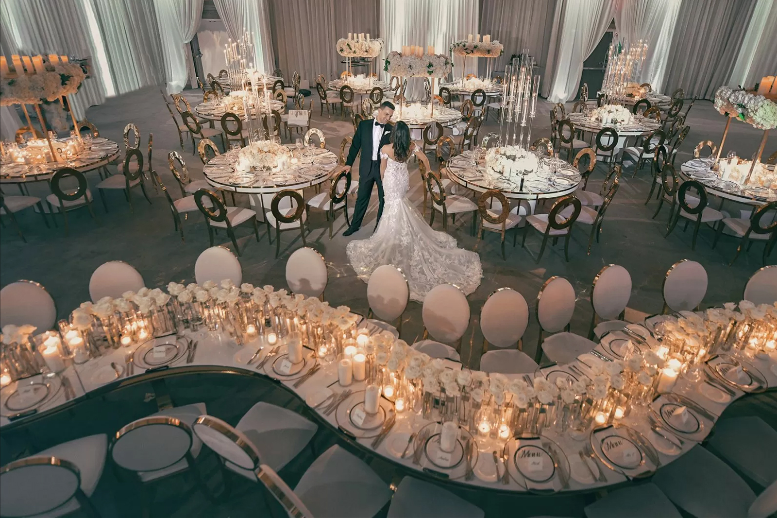 Bride and Groom with an Extravagant Wedding Décor at 1 Hotel, Miami Beach
