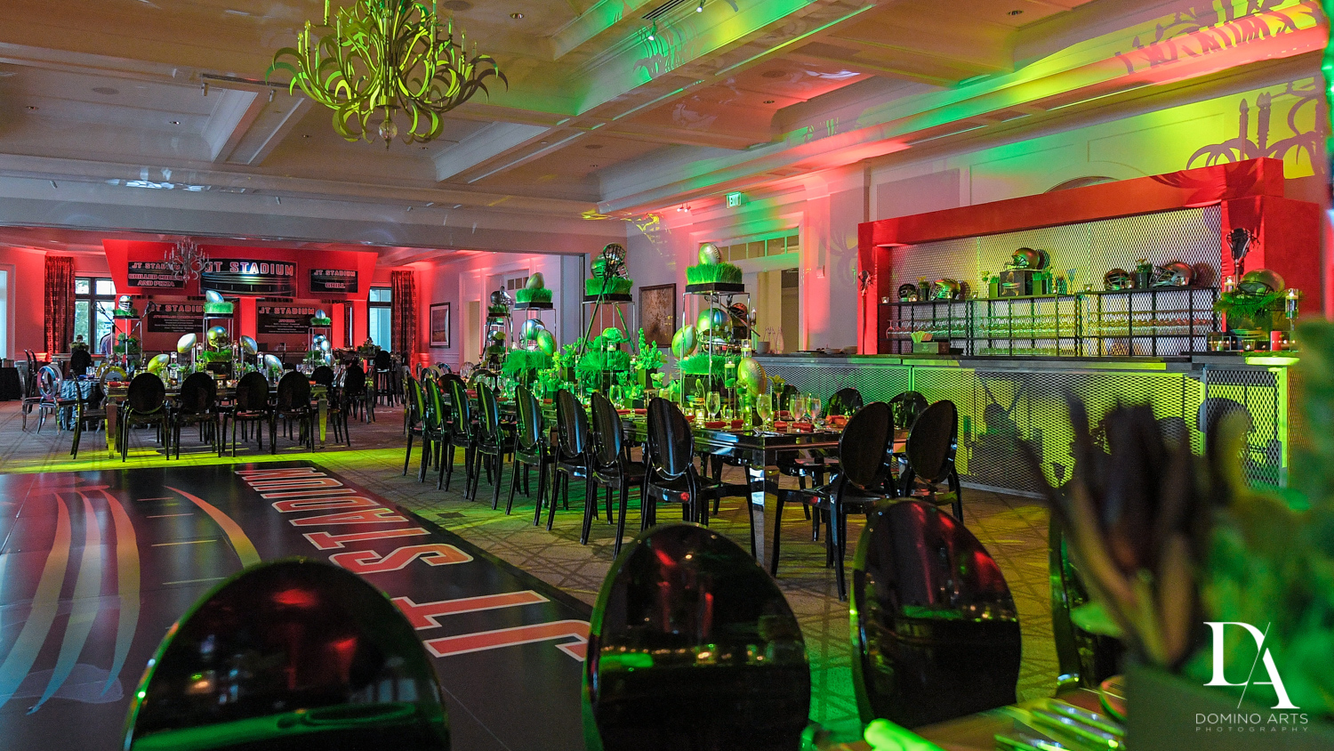 best decor for Football Theme Bar Mitzvah at Temple Beth El and Royal Palm Yacht Club by Domino Arts Photography