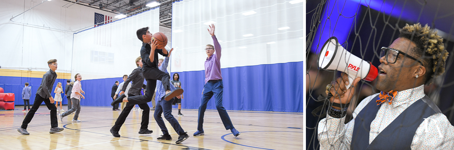 basketball fun at Sports Theme Bar Mitzvah at DS Sports Plex by Domino Arts Photography