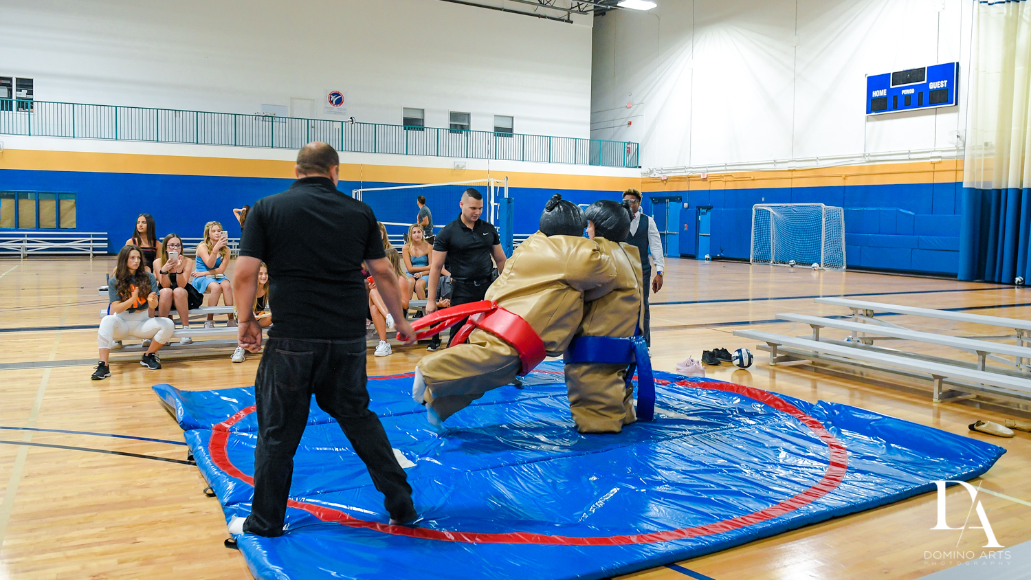 fun kids sumo wrestling at Sports Theme Bar Mitzvah at DS Sports Plex by Domino Arts Photography
