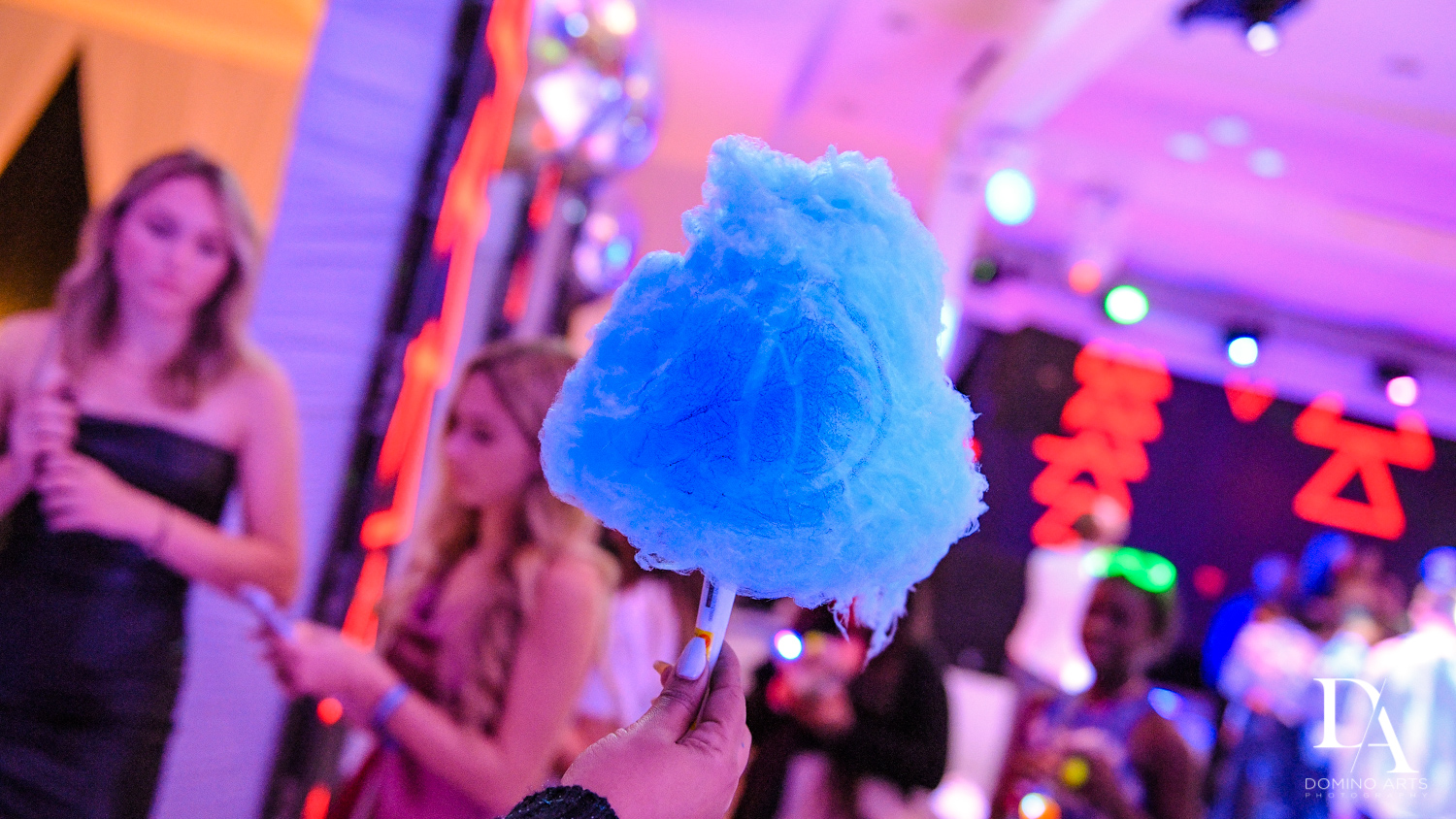 colorful cotton candy at Masquerade Ball Bat Mitzvah at Ritz Carlton Fort Lauderdale by Domino Arts Photography