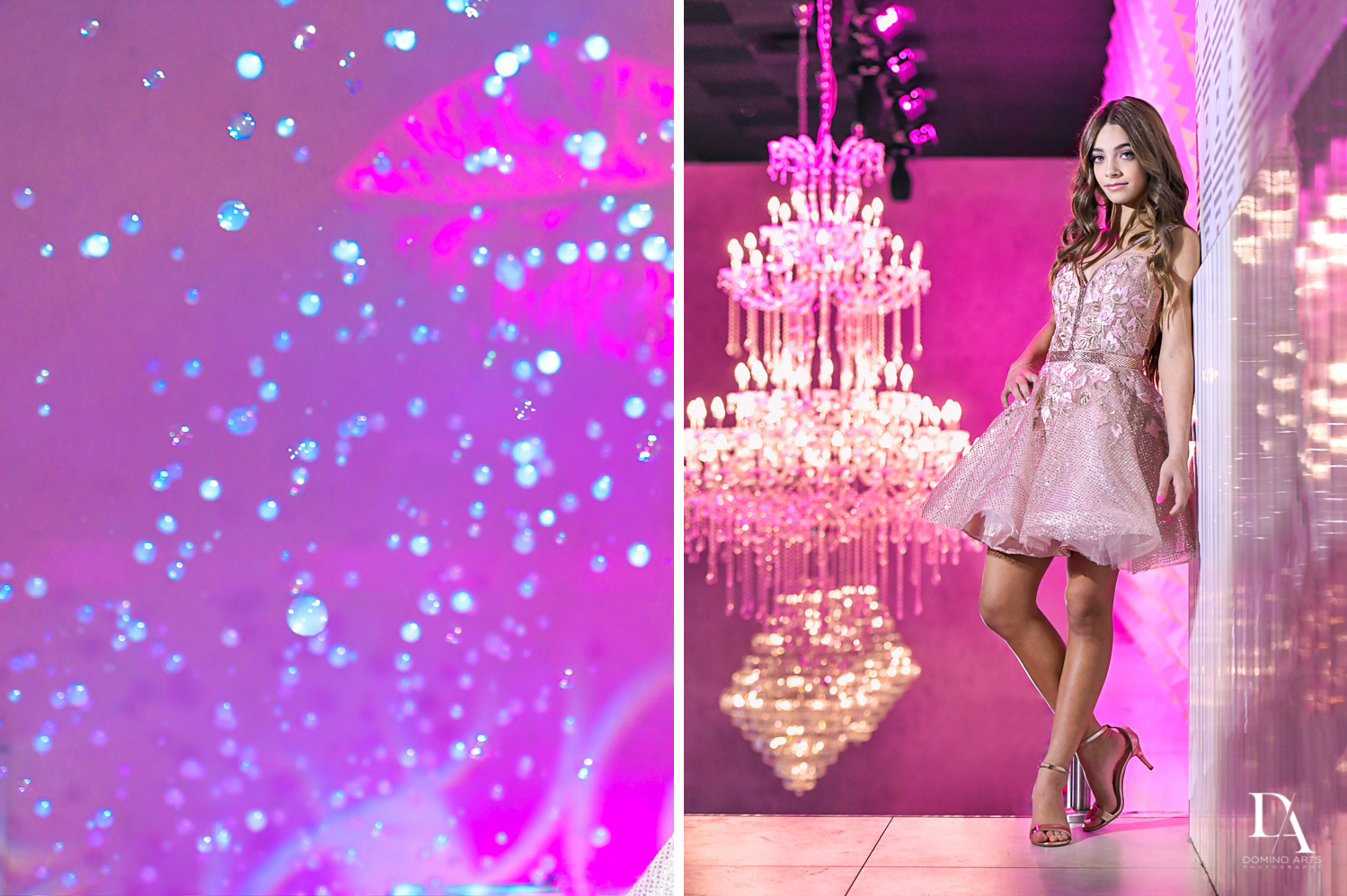 chandelier at Pink XO Bat Mitzvah at The Venue Crystal Ballroom by Domino Arts Photography