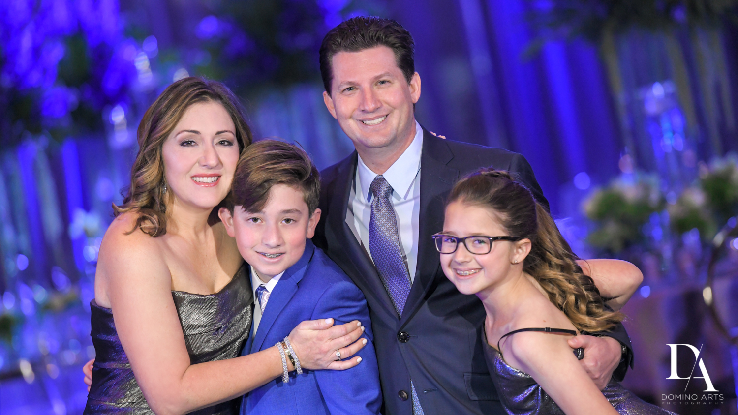 fun natural family photos at Modern All Blue Decor Bar Mitzvah at Temple Beth Am Pinecrest by Domino Arts Photography