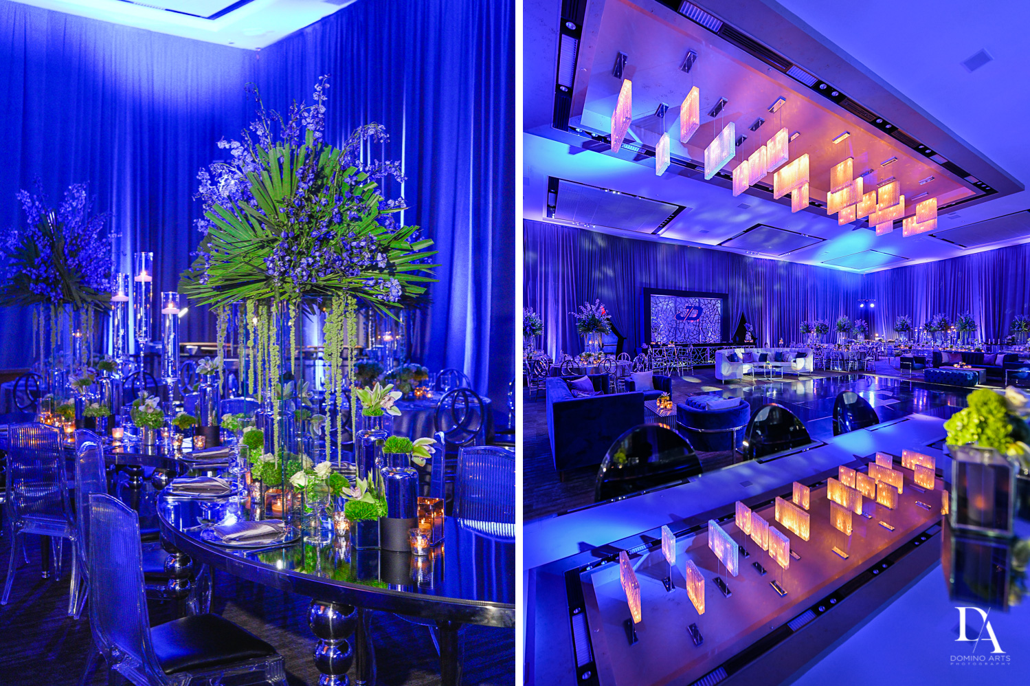 best mitzvah decor at Modern All Blue Decor Bar Mitzvah at Temple Beth Am Pinecrest by Domino Arts Photography