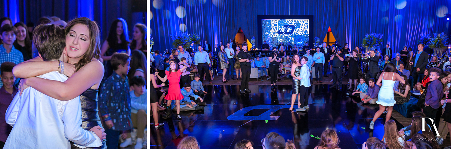 parent dance at Modern All Blue Decor Bar Mitzvah at Temple Beth Am Pinecrest by Domino Arts Photography