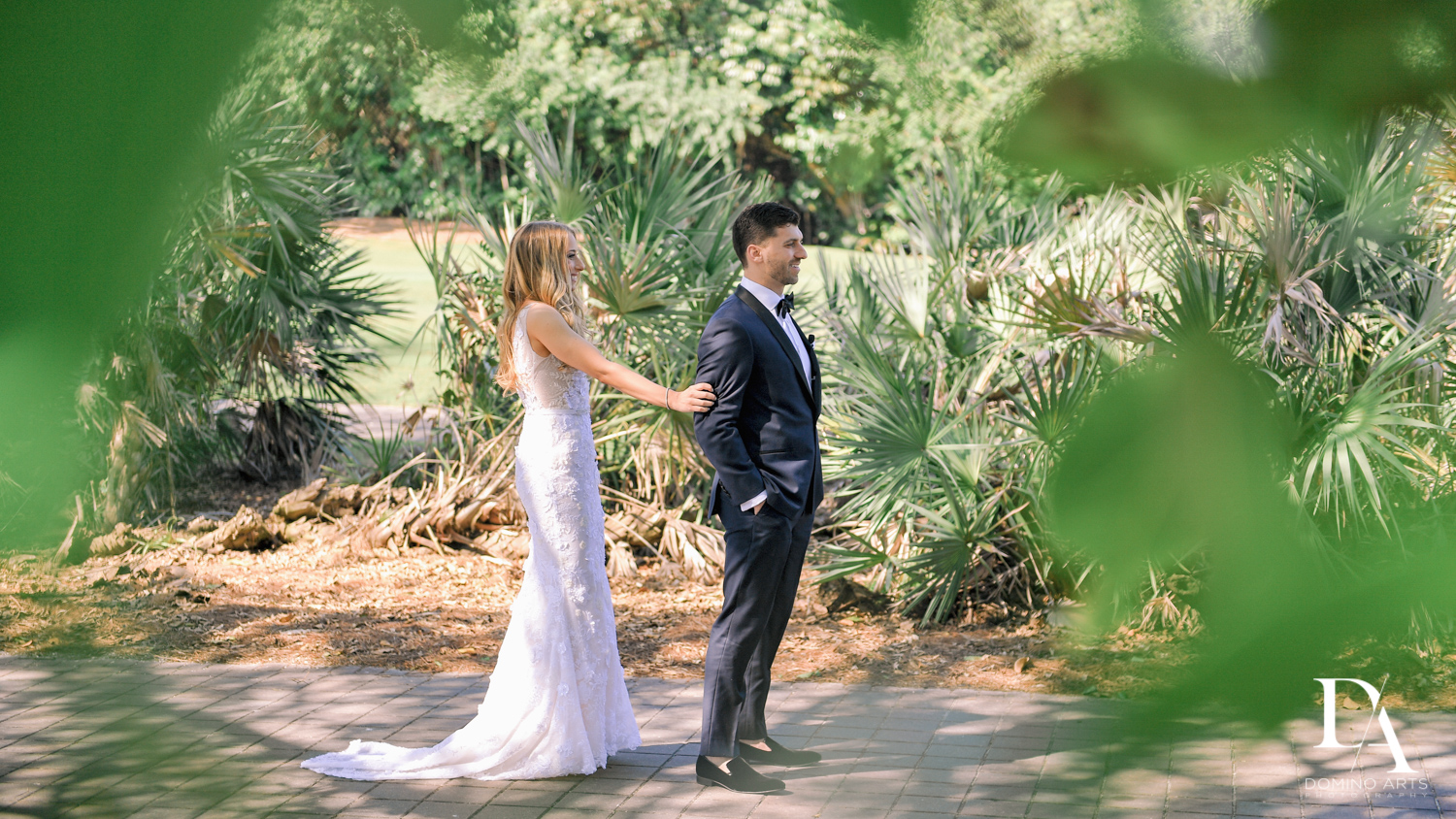 seconds before first look at Sunset Wedding at Boca Rio Golf Club by Domino Arts Photography