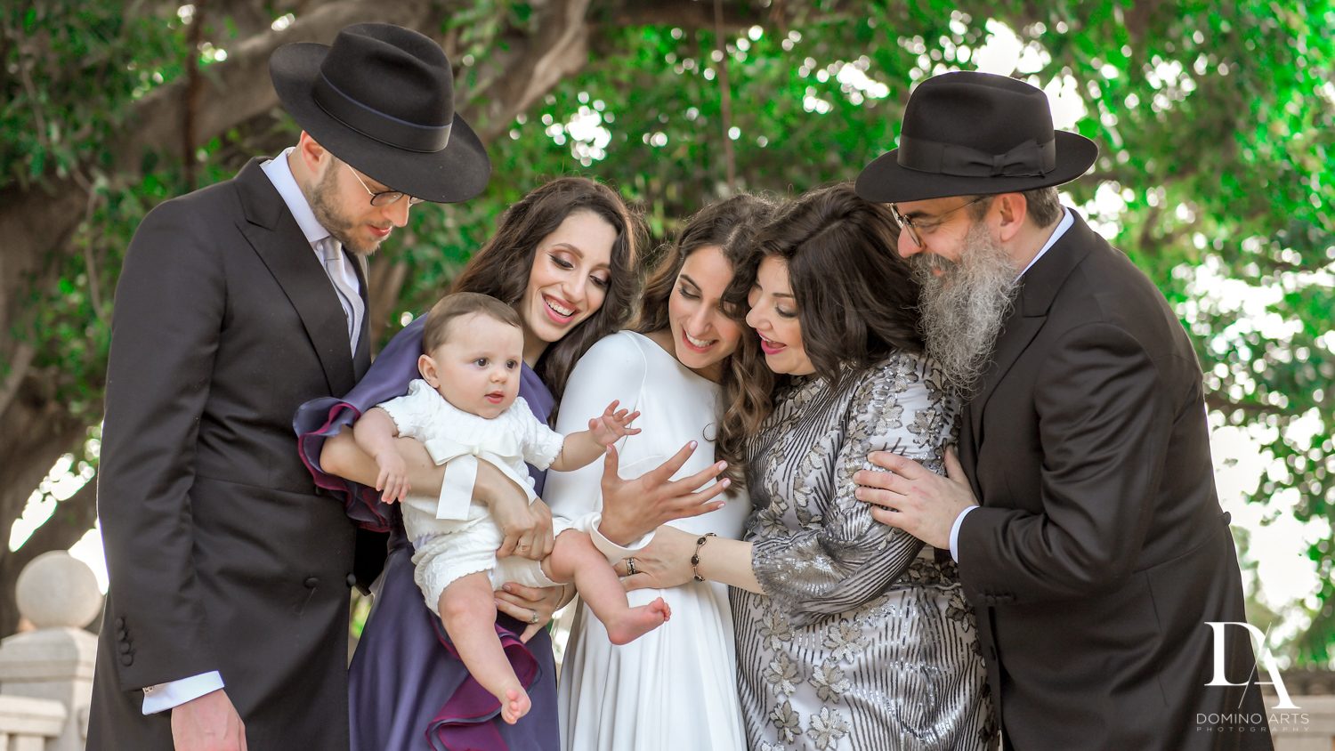 family photo at Hasidic Jewish Wedding at The Addison in Boca Raton by Domino Arts Photography