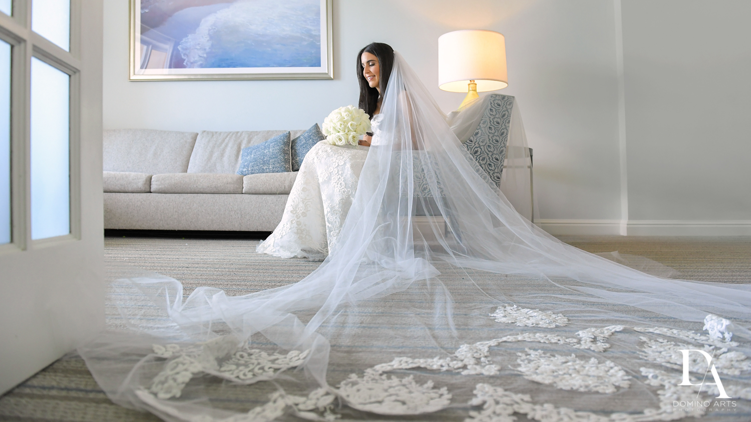 bridal gown at A Ritz Carlton Wedding in Key Biscayne by Domino Arts Photography